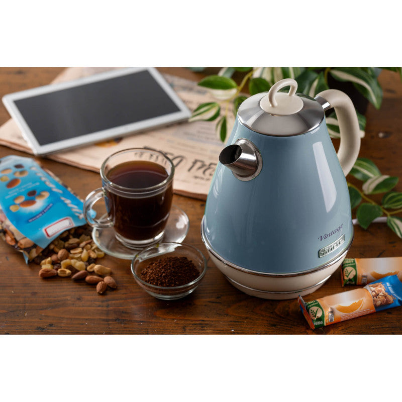 Bollitore Elettrico 1,7L - Design Vintage, Autospegnimento, Acciaio Inox - Celeste