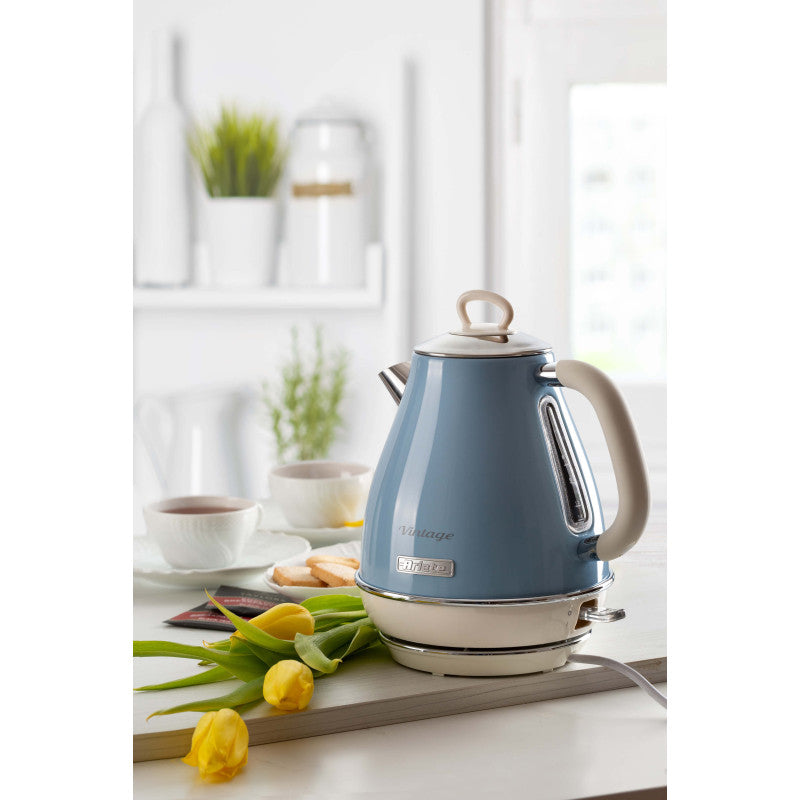 Bollitore Elettrico 1,7L - Design Vintage, Autospegnimento, Acciaio Inox - Celeste