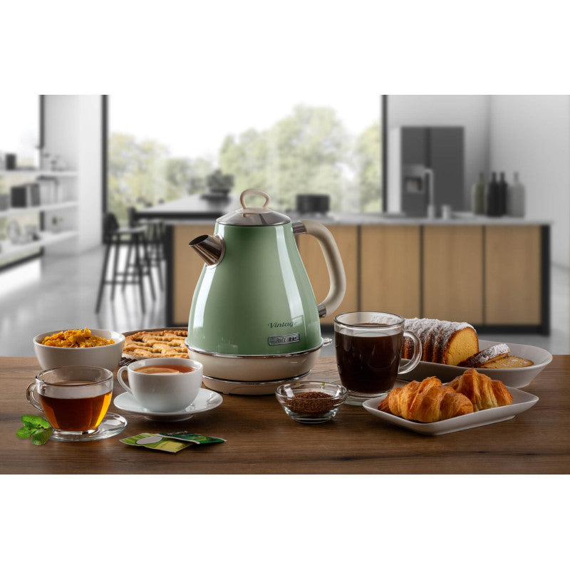 Bollitore Elettrico 1,7L - Design Vintage, Autospegnimento, Acciaio Inox - Verde