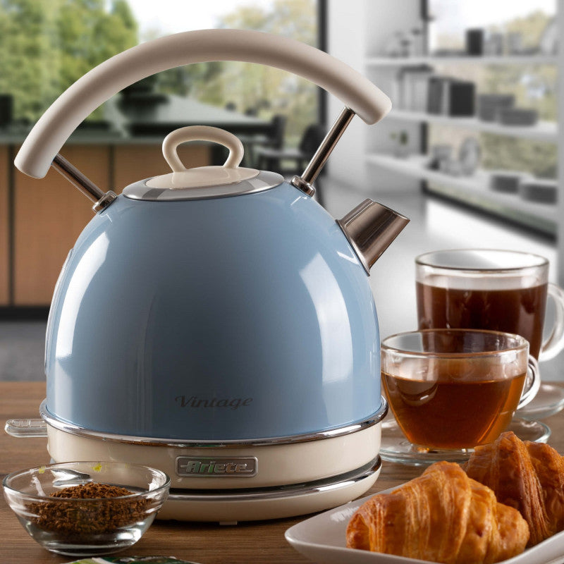 Bollitore elettrico 1,7L - Infusi, tè e tisane - Autospegnimento - 2000W - Acciaio Inox - Celeste