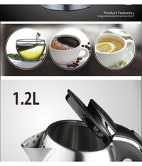 Bollitore Elettrico A Caraffa Da 1,2lt In Acciaio Inox Per Te' E Infusi 1370w         