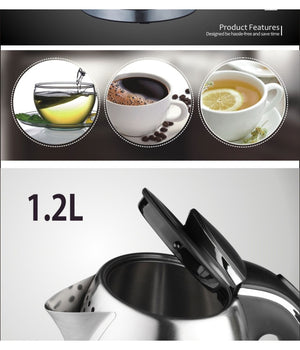 Bollitore Elettrico A Caraffa Da 1,2lt In Acciaio Inox Per Te' E Infusi 1370w         