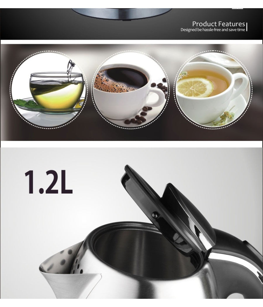 Bollitore Elettrico A Caraffa Da 1,2lt In Acciaio Inox Per Te' E Infusi 1370w         