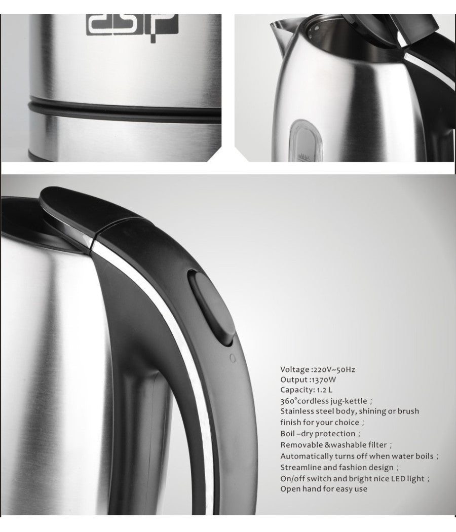 Bollitore Elettrico A Caraffa Da 1,2lt In Acciaio Inox Per Te' E Infusi 1370w         