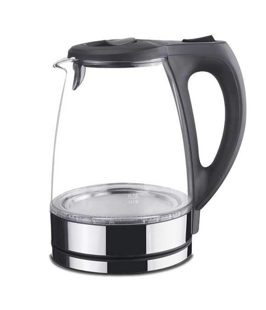 Bollitore Elettrico In Vetro 1,7lt 2200w Acqua Calda Cordless Con Luce Led Blu         