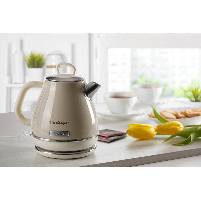 Bollitore Vintage 1L - Autospegnimento, Acciaio Inox, 1600W - Beige