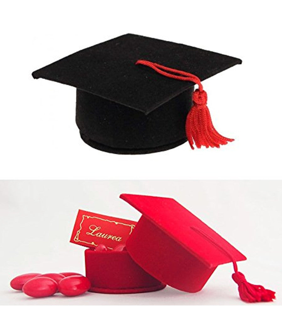 Bomboniera A Forma Di Cappello Rosso O Nero Portaconfetti Porta Confetti Laurea         