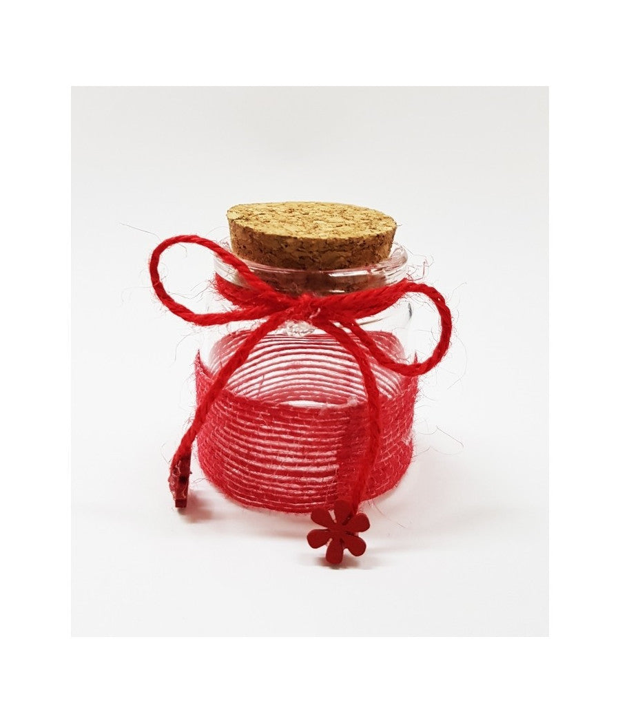 Bomboniera Ampolla Colore Rosso In Vetro Con Tappo Sughero Nastro Porta Confetti         