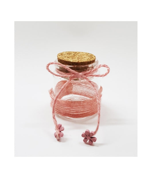 Bomboniera Ampolla Colorre Rosa In Vetro Con Tappo Sughero Nastro Portaconfetti         