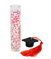 Bomboniera Ampolla In Vetro Con Tappo In Sughero Per Laurea Cappello Tocco Nero         