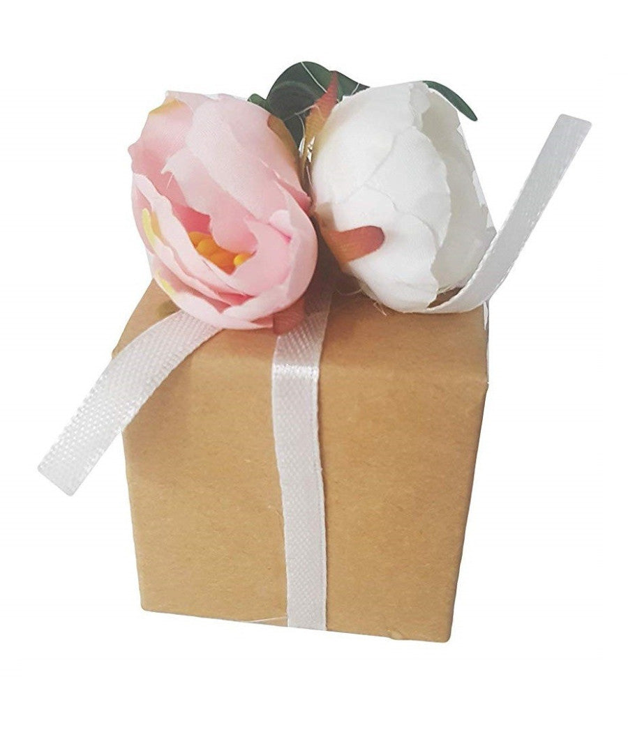 Bomboniera Bomboniere 12 Pezzi Scatola Avana Fiore Cc39927 5x5x5cm Confetti         