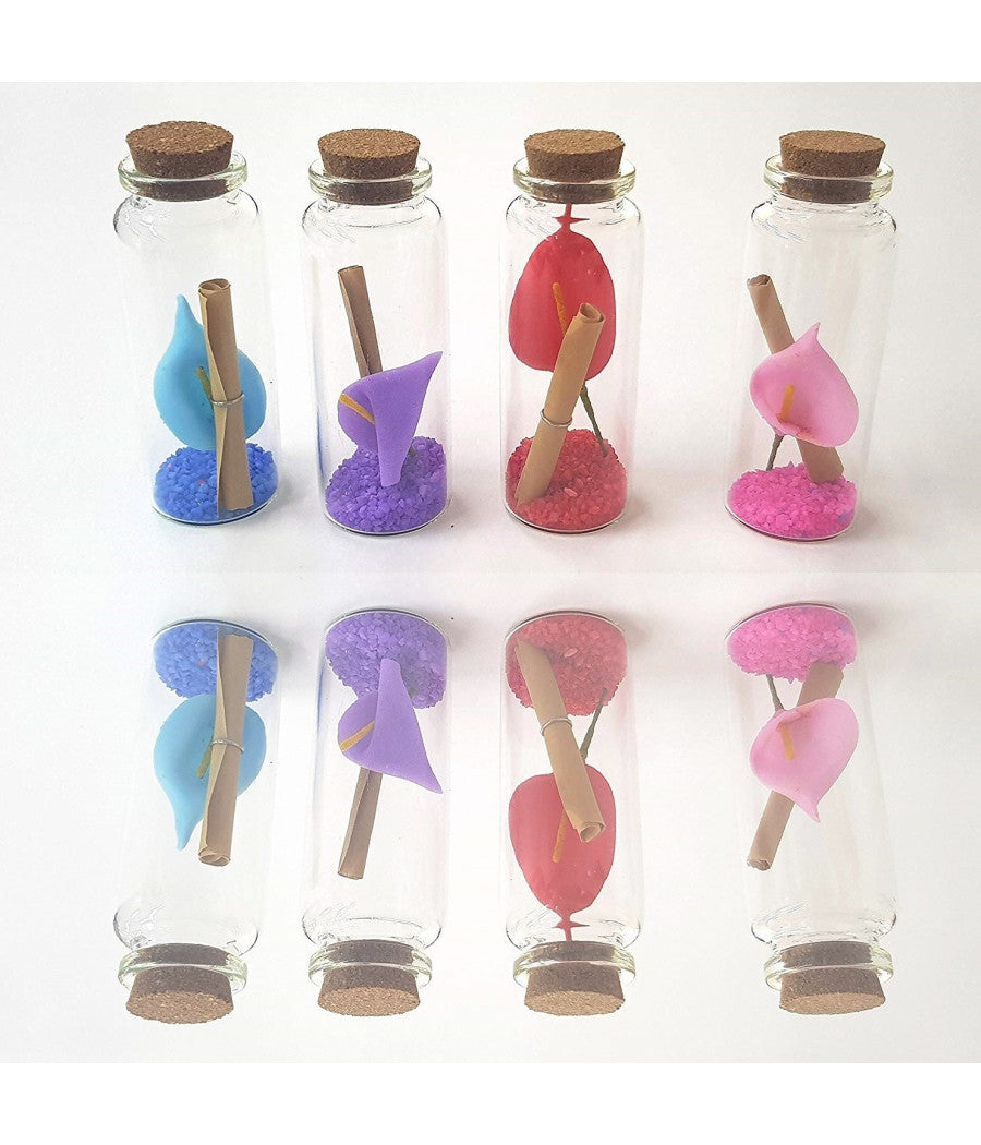 Bomboniera Bomboniere Ampolla 8 Pezzi Fiore Corallini 8x2cm Vetro Pergamena         