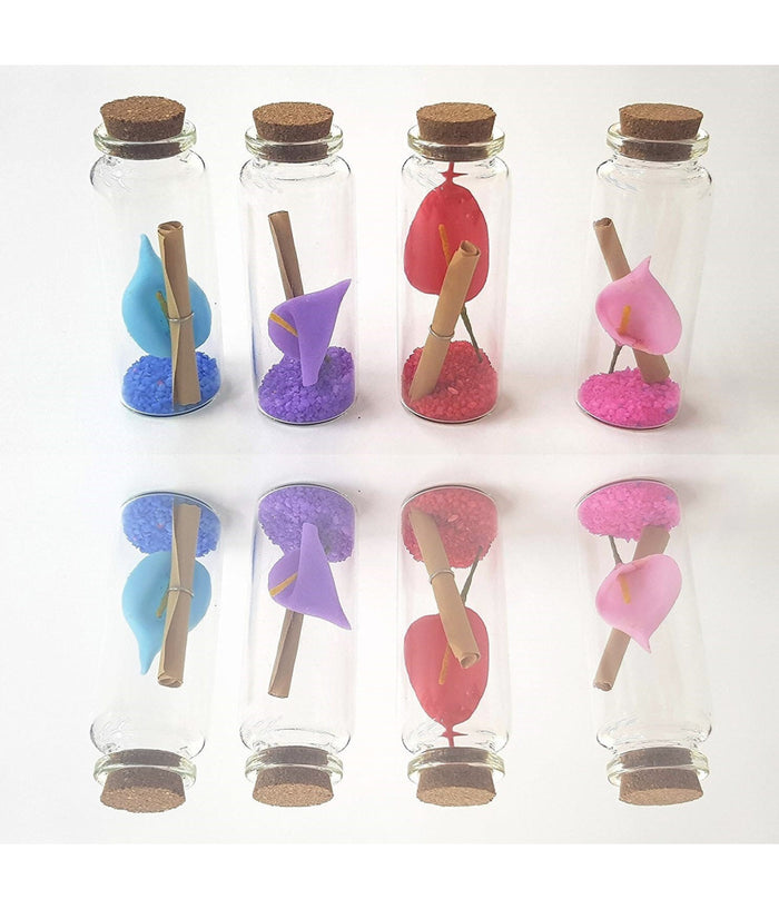 Bomboniera Bomboniere Ampolla 8 Pezzi Fiore Corallini 8x2cm Vetro Pergamena         