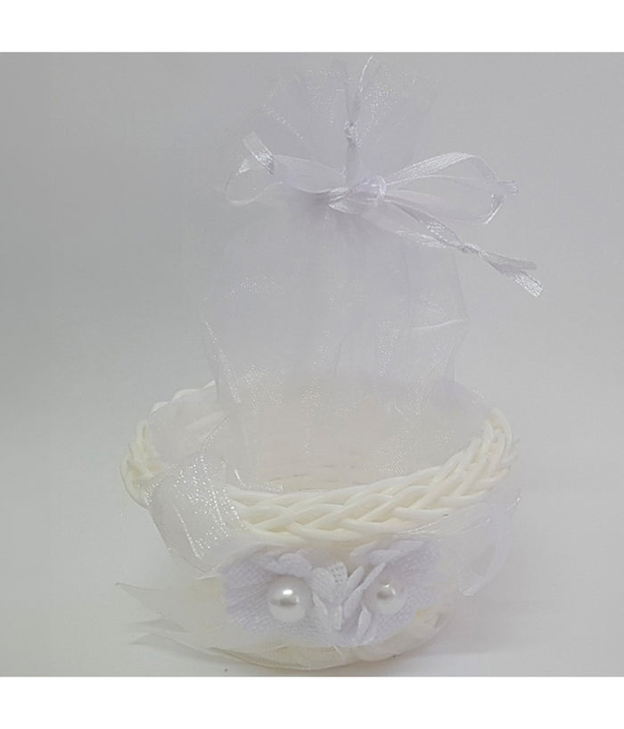 Bomboniera Bomboniere Cestino Bianco Sacchetto Porta Confetti Riso Matrimonio         