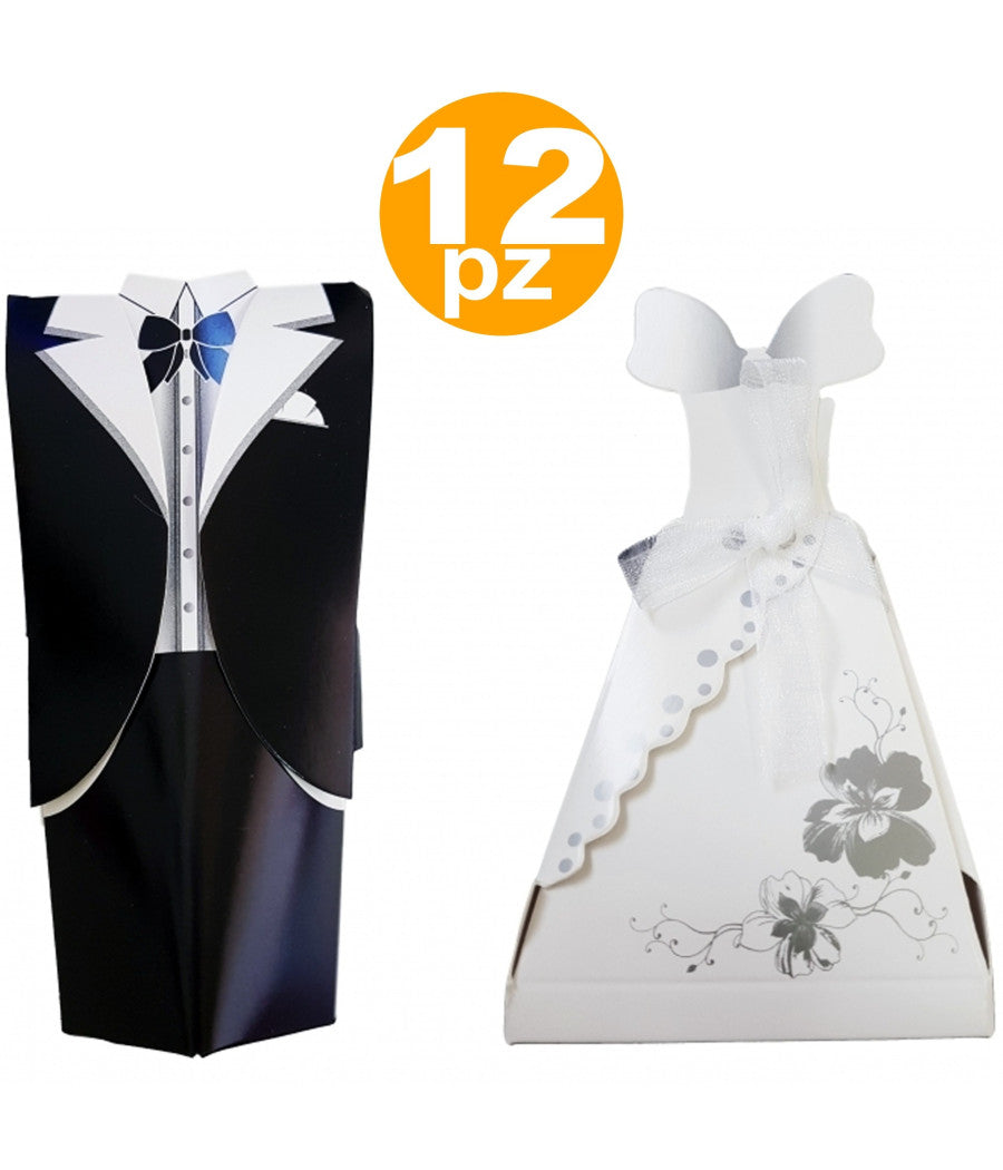 Bomboniera Bomboniere Sposi Abiti Scatolina Portaconfetti Riso Promessa Wedding         