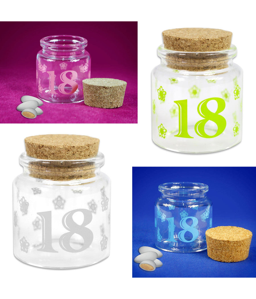 Bomboniera Per 18 Anni Diciottesimo Compleanno Barattolo In Vetro Tappo Sughero         