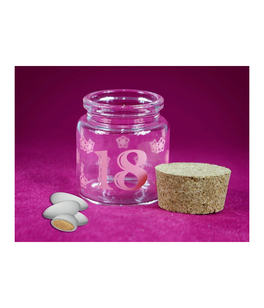 Bomboniera Per 18 Anni Diciottesimo Compleanno Barattolo In Vetro Tappo Sughero         