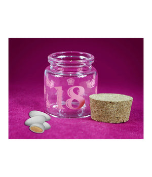Bomboniera Per 18 Anni Diciottesimo Compleanno Barattolo In Vetro Tappo Sughero  Rosa       