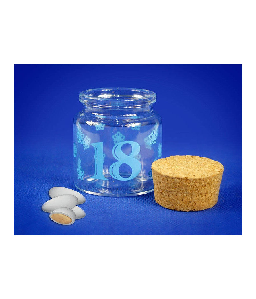 Bomboniera Per 18 Anni Diciottesimo Compleanno Barattolo In Vetro Tappo Sughero         