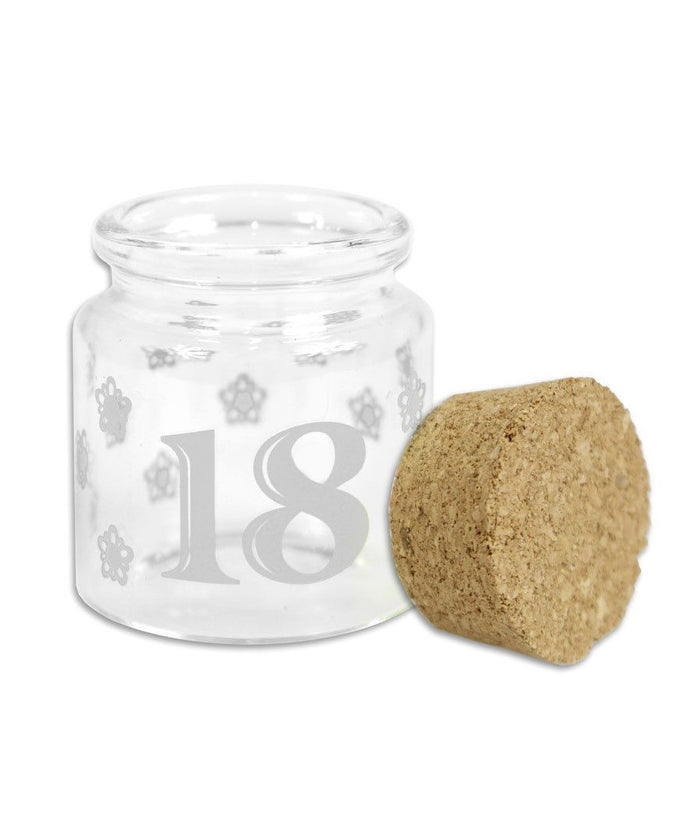 Bomboniera Per 18 Anni Diciottesimo Compleanno Barattolo In Vetro Tappo Sughero  Bianco       