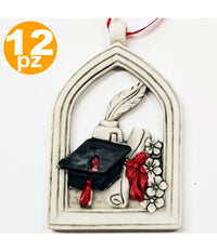 Bomboniera Pergamena Arco Laurea Cappello Calamaio Fortuna Rosso Bianco Appendino         