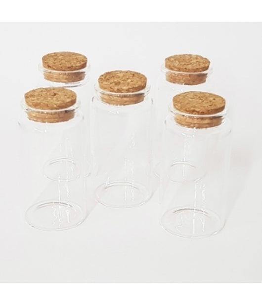 Bomboniera Porta Confetti Ampolla Di Vetro 4,7x9cm Con Tappo In Sughero Set 10pz         