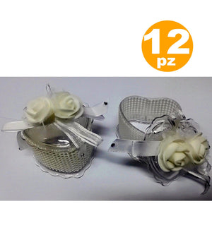 Bomboniera Scatola Cuore Rosa Bianca Perle 6x7x4.5cm Portaconfetti Matrimonio         