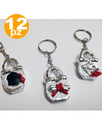 Bomboniere Lucchetto Argento X Laurea Metallo Portafortuna Confetti Portachiavi         