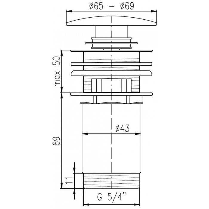 Pop-up per lavabo e lavello in ottone dorato 6,5 cm