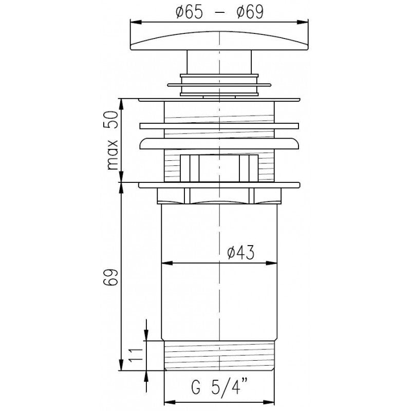 Pop-up per lavabo e lavello in ottone dorato 6,5 cm