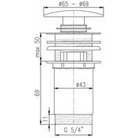 Pop-up per lavabo e lavabo in ottone nero opaco 6,5 cm