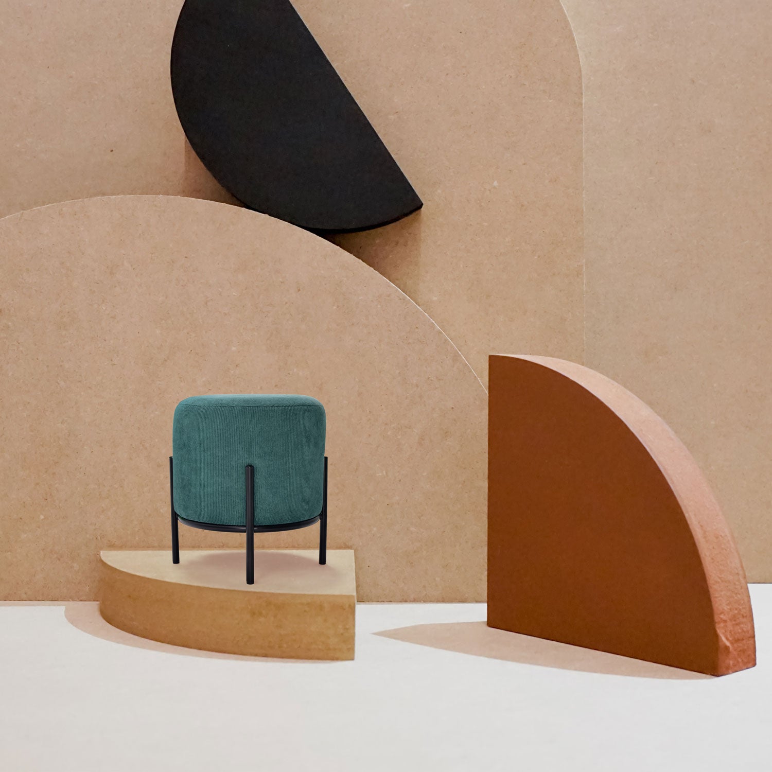 BONN VELVET - Pouf piccolo tondo in velluto a coste