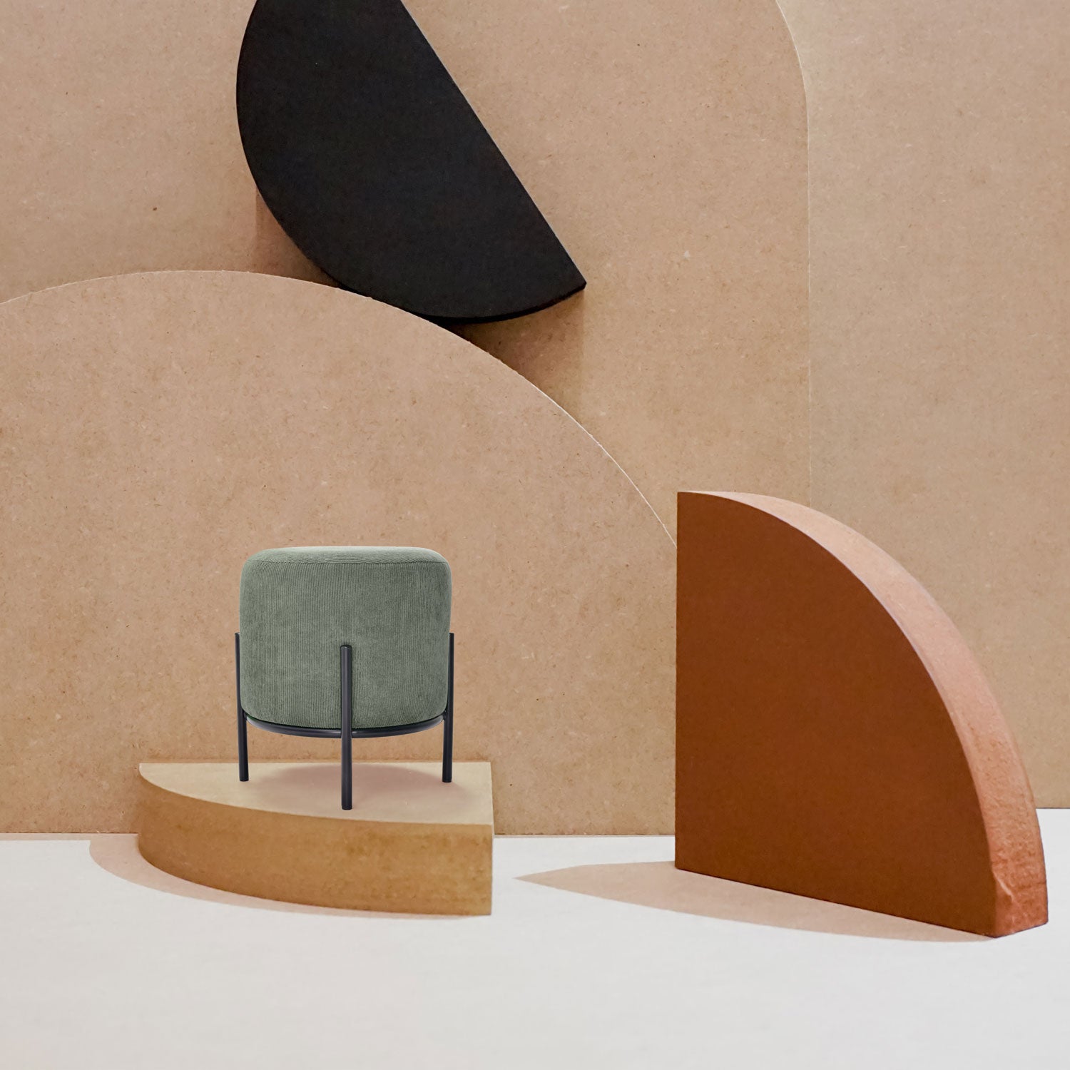 BONN VELVET - Pouf piccolo tondo in velluto a coste