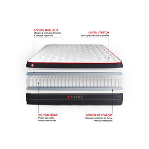 Pacchetto letto completo - Materasso 140x200cm + Box spring con doghe (kit) + 2 cuscini + Piumino - Boost