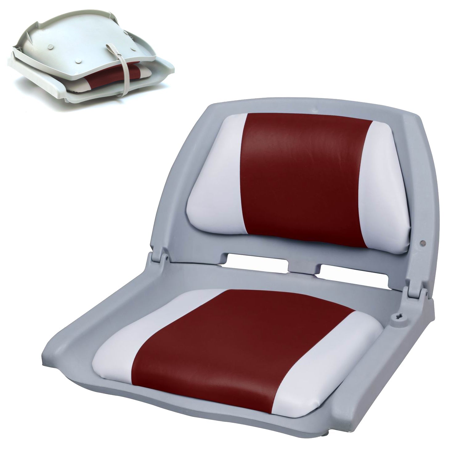 Sedile per barca sintetico pieghevole 521 x 457 x 408 mm grigio bianco rosso 03_0008281