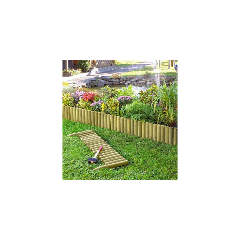 Bordura per Giardino in Legno di Pino Impregnato Lasa 100x30 cm