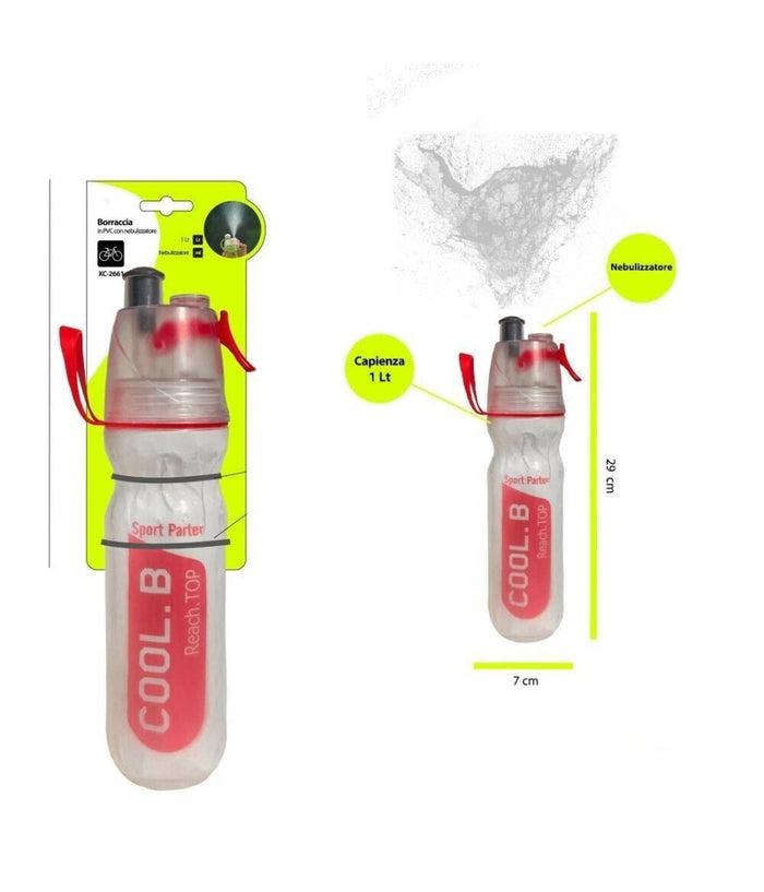 Borraccia 1 Litro In Pvc Con Nebulizzatore Sport Per Bici Bicicletta Xc-2661         