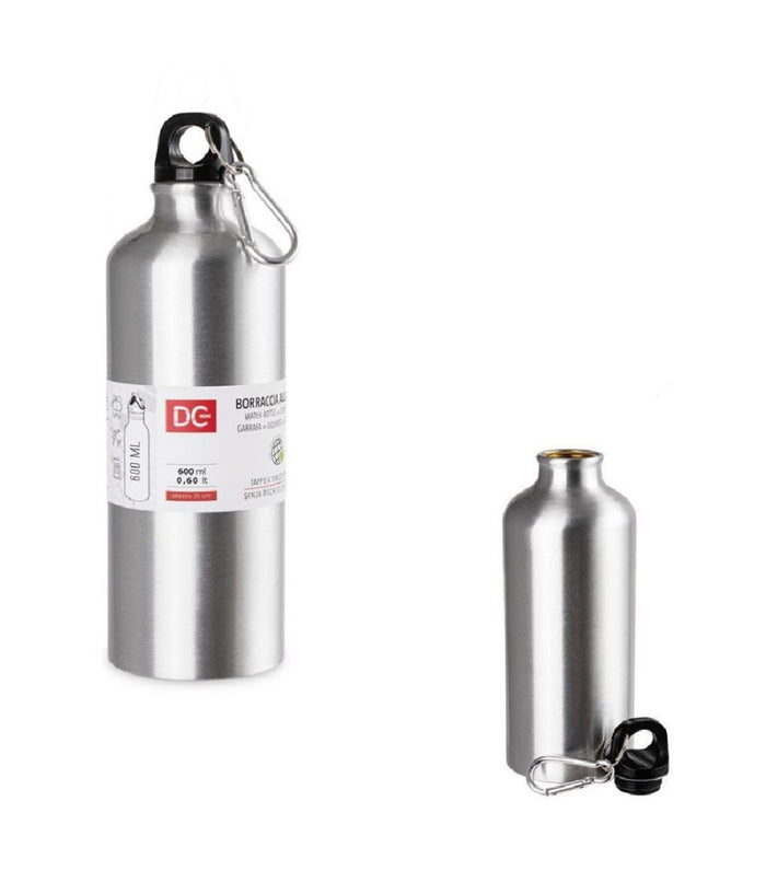 Borraccia Bottiglia In Alluminio Con Moschettone Capacità  600ml 7.3x21cm 0224858         