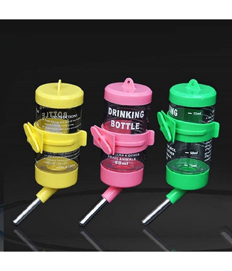 Borraccia Criceti Piccoli Animali 80ml Acciaio Plastica Design Sfera Antigoccia         