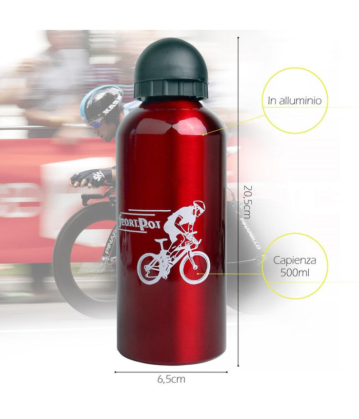 Borraccia In Alluminio Con Beccuccio Retraibile Tappo Antipolvere 500 Ml Xc-2505         