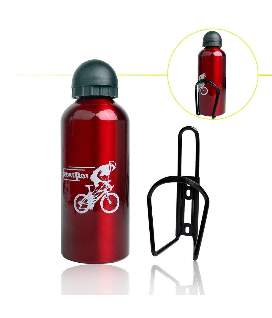 Borraccia In Alluminio Con Beccuccio Retraibile Tappo Antipolvere 500 Ml Xc-2505         