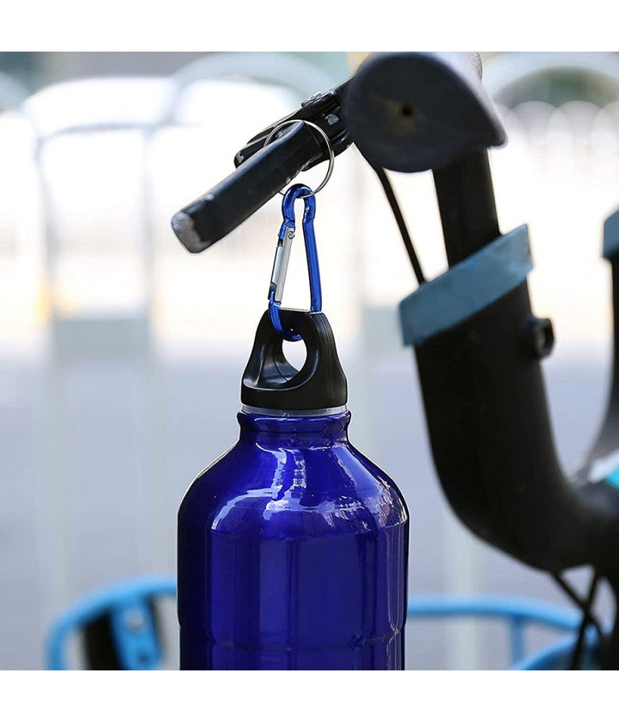 Borraccia In Alluminio Tappo Ermetico Con Moschettone Da 500 Ml Colorate Xc-2504         