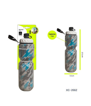 Borraccia In Pvc Capienza 1lt Portatile Bici Sport Mimetica 27,5x7,5cm Xc-2662         