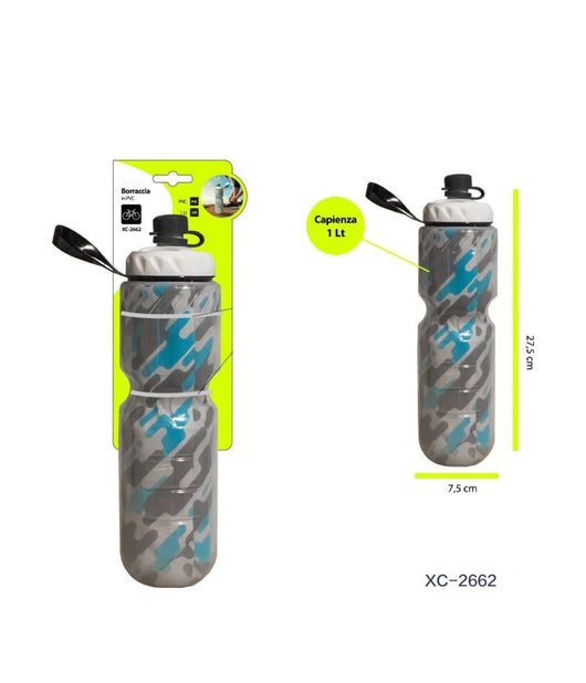 Borraccia In Pvc Capienza 1lt Portatile Bici Sport Mimetica 27,5x7,5cm Xc-2662         