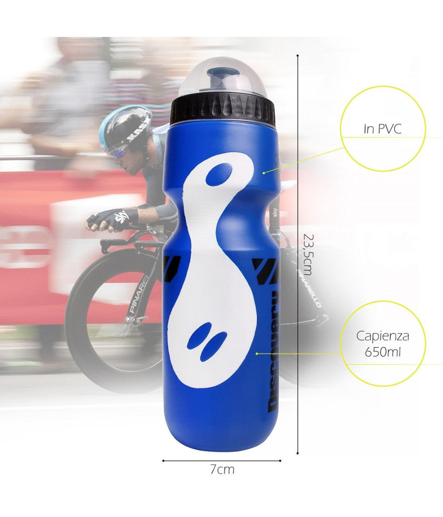 Borraccia In Pvc Con Beccuccio Retraibile Tappo Anti Polvere Da 650 Ml Xc-2664         