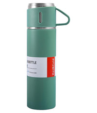 Borraccia Termica 500ml In Acciaio Inox Con Tazza Manico Per Bevande Calde Fredde         