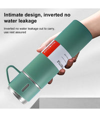 Borraccia Termica 500ml In Acciaio Inox Con Tazza Manico Per Bevande Calde Fredde         