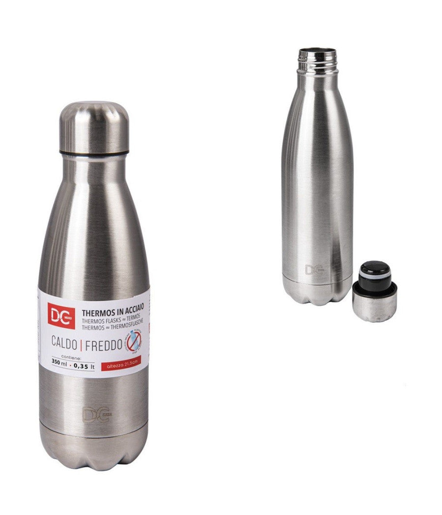 Borraccia Termica In Acciaio Satinato Bottiglia Termos 350ml Casa 21.5cm 0217459         