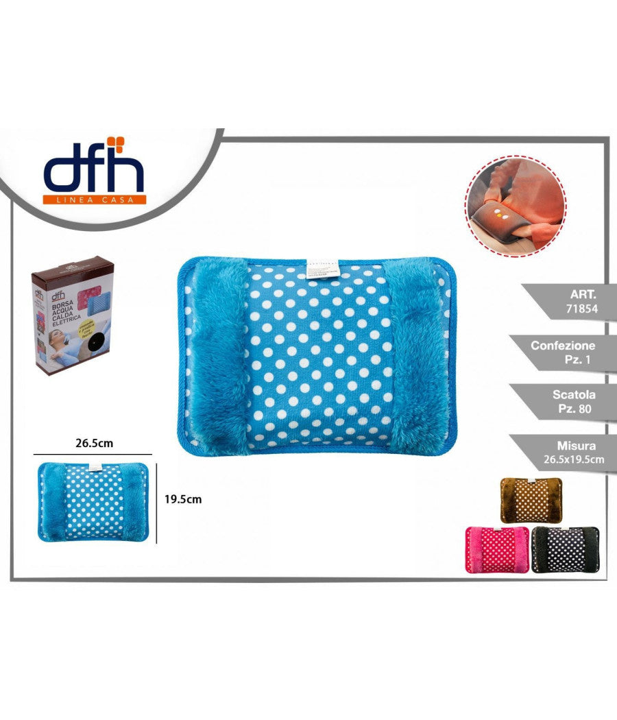 Trade Shop - Borsa Acqua Calda Elettrica Pois Con Tasca Scalda Mani Vari Colori Reversibile -
