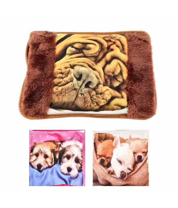 Borsa Acqua Calda Elettrica Scaldino Scalda Mani In Tessuto Con Cuccioli 3965442         